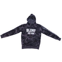 BLONY GREY CAMOUFLAGE DISTRESSED ZIP UP HOODIE - XXL image