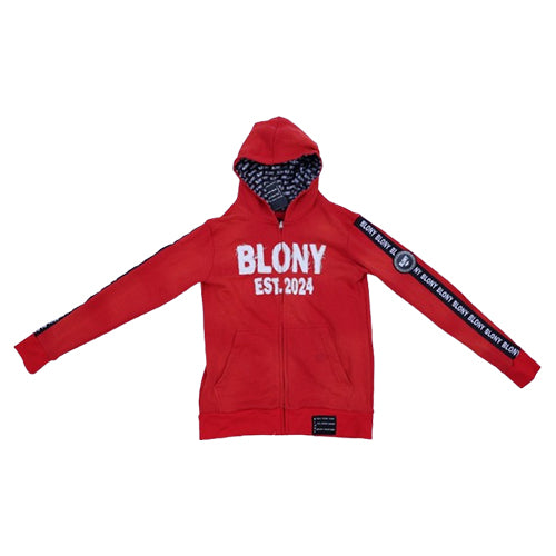 BLONY RED ACID WASH DISTRESSED HOODIE image 0
