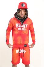 BLONY RED ACID WASH DISTRESSED HOODIE
