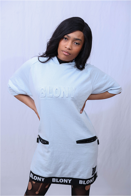 BLONY ICE BLUE HOODIE DRESS