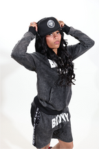 BLONY ACID WASH DISTRESSED HOODIE