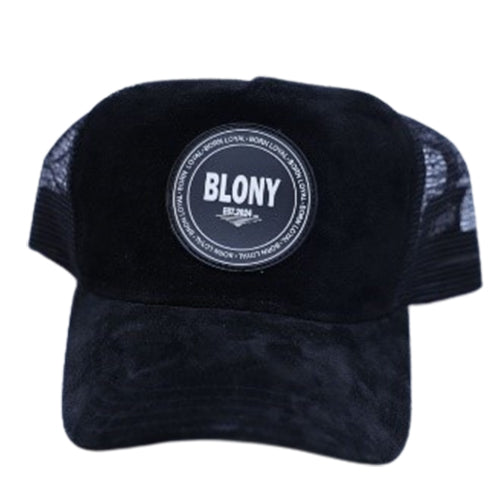 BLONY BLACK 100%GENUINE SUEDE TRUCKER CAP image 1